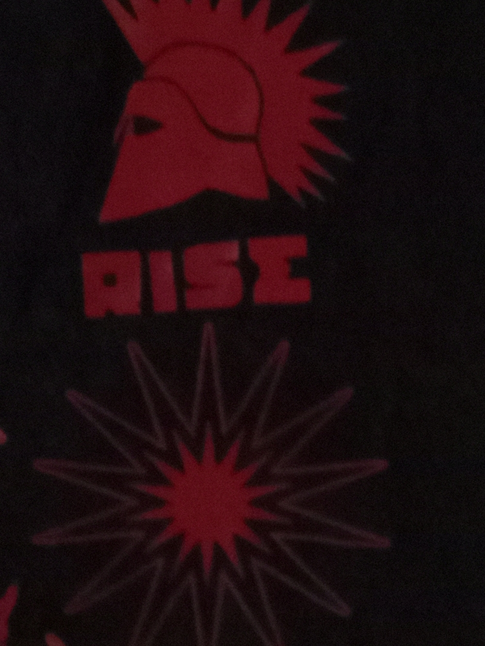Womens Black Tee with Red Graphic Rise Print